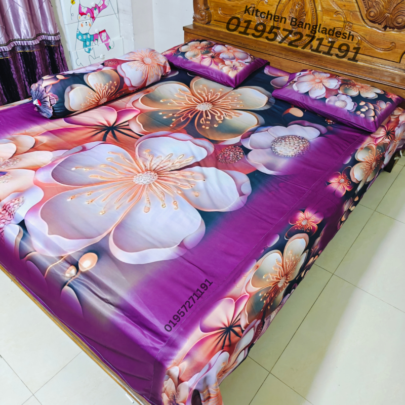 B8 Stylish 3d Bed + Pillow Cover (Premium Quality ১৫০০ গ্রাম গ্যারান্টি)