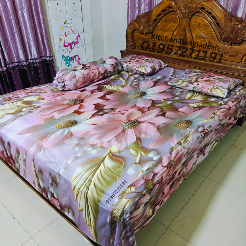 B9 Stylish 3d Bed + Pillow Cover (Premium Quality ১৫০০ গ্রাম গ্যারান্টি)