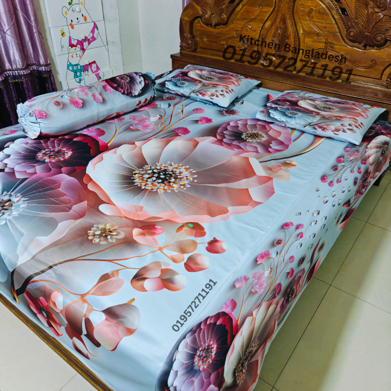 B5 Stylish 3d Bed + Pillow Cover (Premium Quality ১৫০০ গ্রাম গ্যারান্টি)