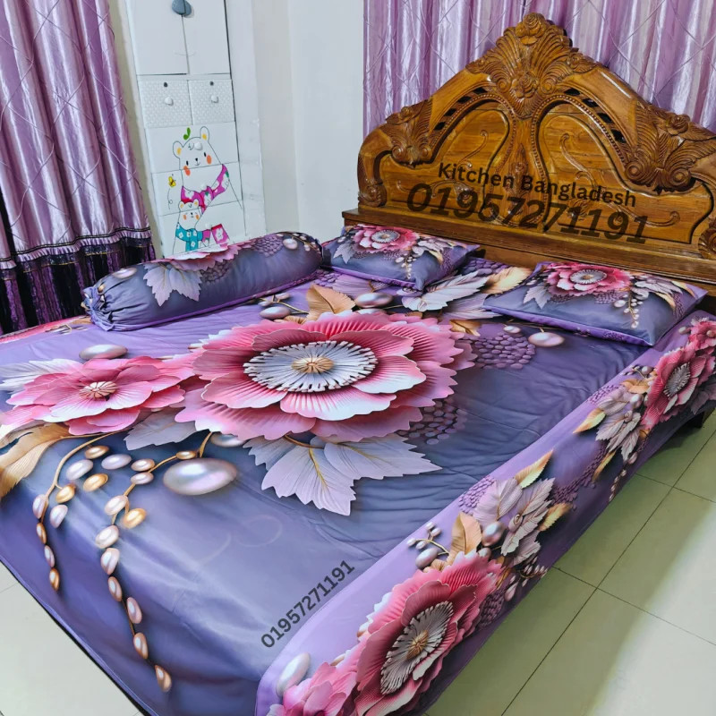 B3 Stylish 3d Bed + Pillow Cover (Premium Quality ১১০০+ গ্রাম DustProof)